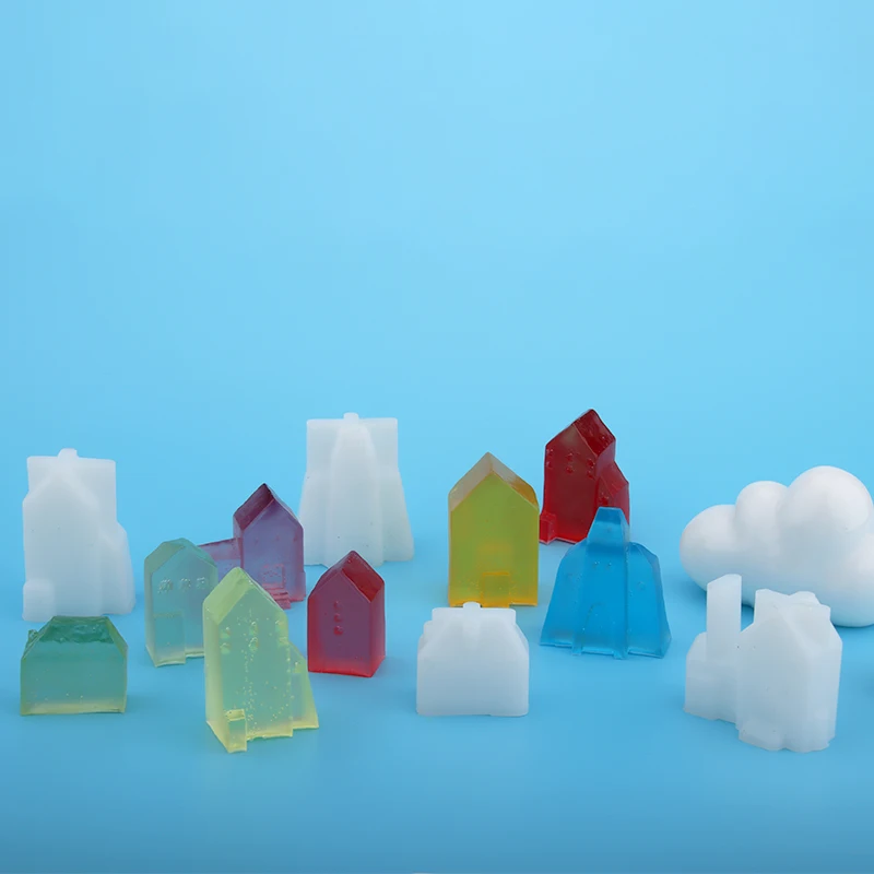 

Креативная форма для маленького дома из смолы, Силиконовые формы ручной работы в виде облака, дождя, Луны, свечи из эпоксидной смолы, украшен...