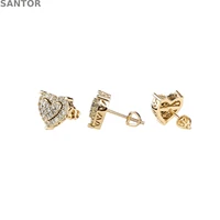 hip hop double love full zircon stud earrings for men and women personality simple fashion ice out earrings