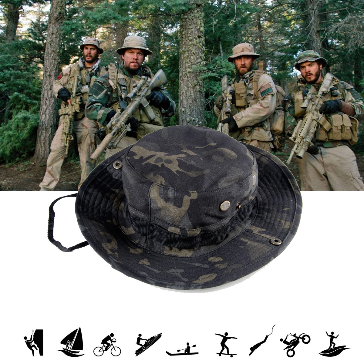

Camouflage Tactical Cap Military Boonie Hat US Army Caps Camo Men Outdoor Sports Sun Bucket Cap Fishing Hiking Hunting Hats