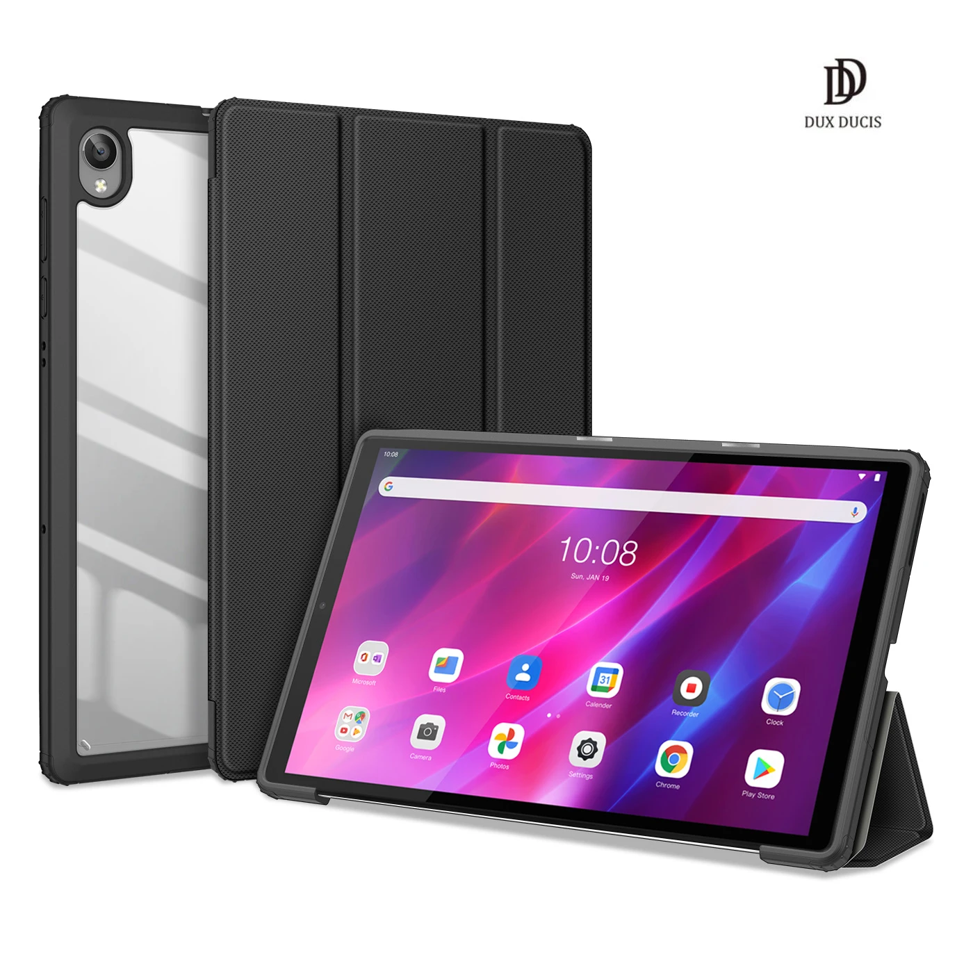 

Tablet Leather Case For Lenovo Tab K10 Smart Sleep Wake DUX DUCIS Toby Series Trifold Stand Clear Back