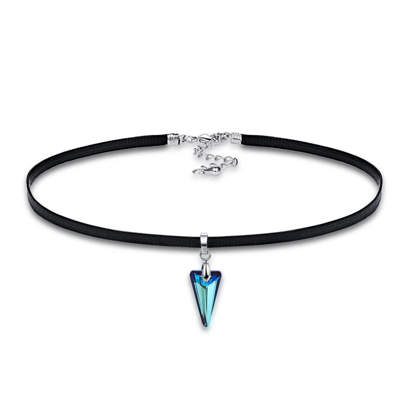 Malanda New Spike Pendant Crystal From SWAROVSKI Rope Chain Choker Necklace For Women Fashion Wedding Party Jewelry Girl Gift - Metal Color: Crystal BB