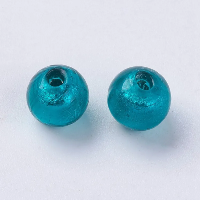 

10pcs 9.5~10mm Handmade Foil Lampwork Round Beads for jewelry making bracelet necklace Decorate accessories F70