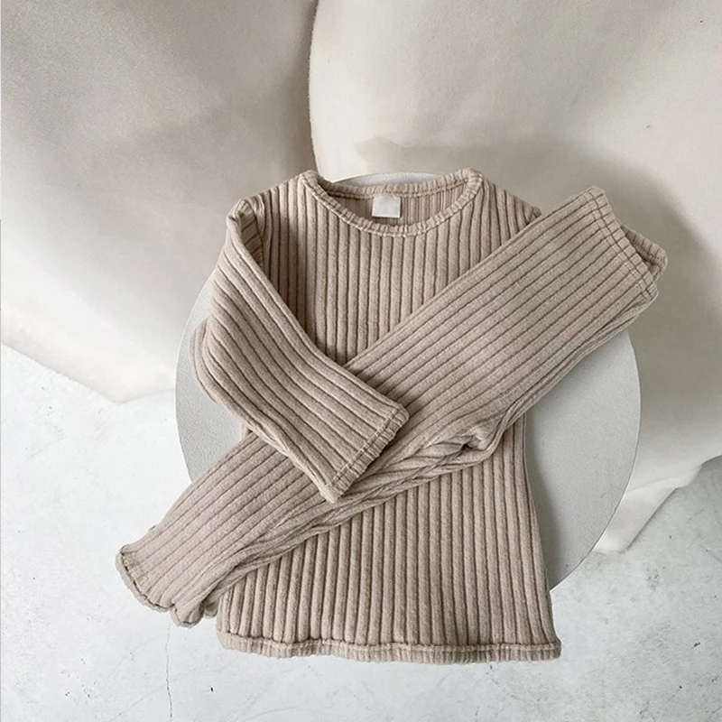 

Melario/комплекты повседневной одежды для новорожденных; Новинка 2021 года; Корейский стиль; Ребристая Однотонная футболка и штаны; Одежда для мл...