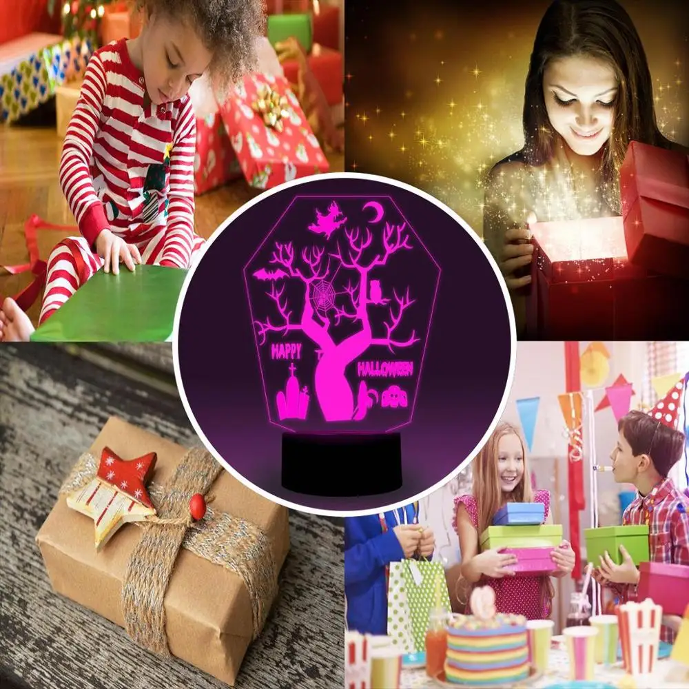 NiteApps 3D Хэллоуин Дерево ночник стол Иллюзия украшение лампа подарок на день