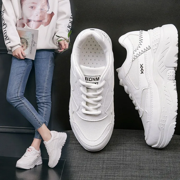 

2020 women platform shoes Walking Shoes Casual Sport flats Fashion Height Increasing Breathable Mesh Wedges Sneakers