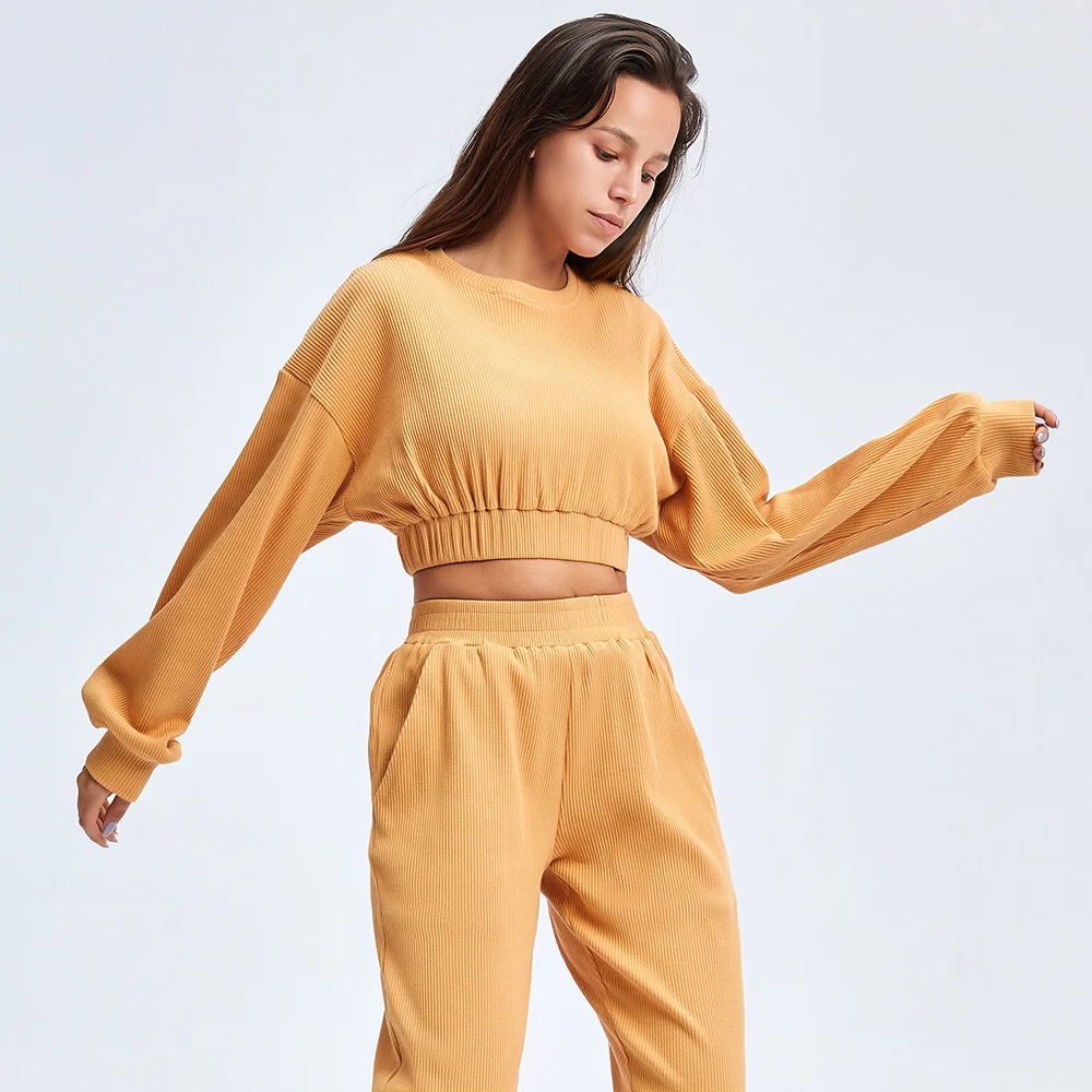 

Oversized Sets Yoga Set Women Sportswear Gym Clothing Workout Clothes for Women Fitness Athletic Wear Sport Long Sleeve Crop Top