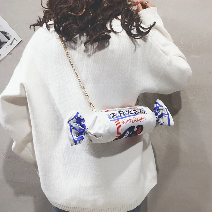 Веселая модная женская сумка через плечо с белым кроликом и цепочкой креативная