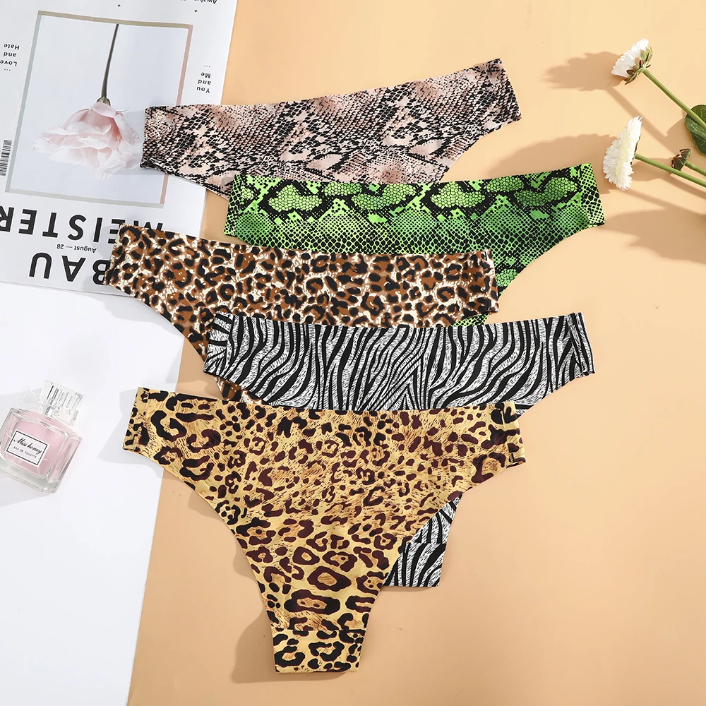 Трусики-стринги женские AIJOLEN с низкой посадкой Леопардовый принт Зебра бесшовные