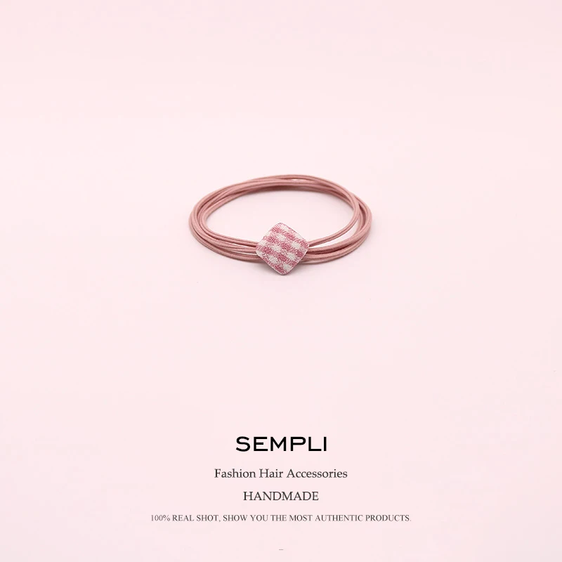 Sempli 6 цветов эластичные резинки для волос квадратные клетчатые веревки женщин и