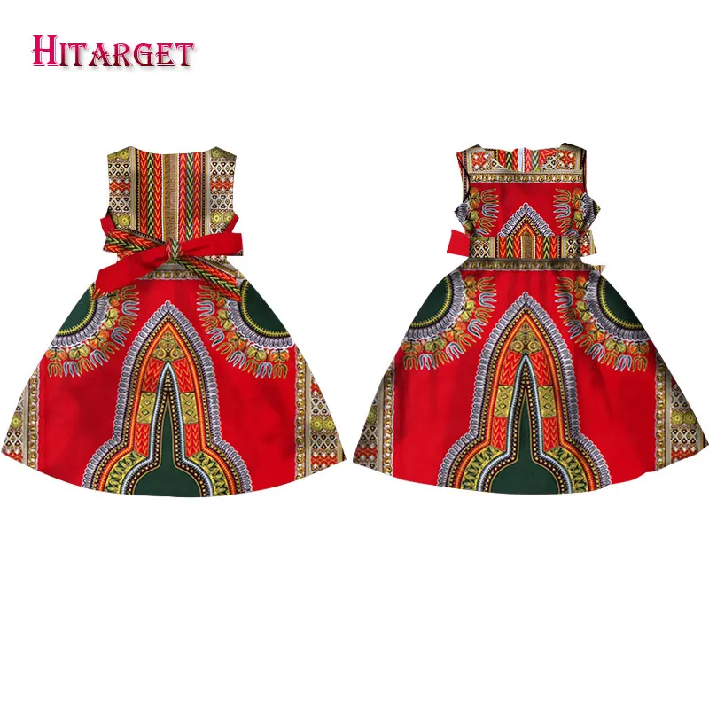 Модные африканские платья для девочек; Vestidos Kanga; одежда с принтом Дашики в африканском стиле; платье трапециевидной формы без рукавов; Java; WYT57 - Цвет: 9