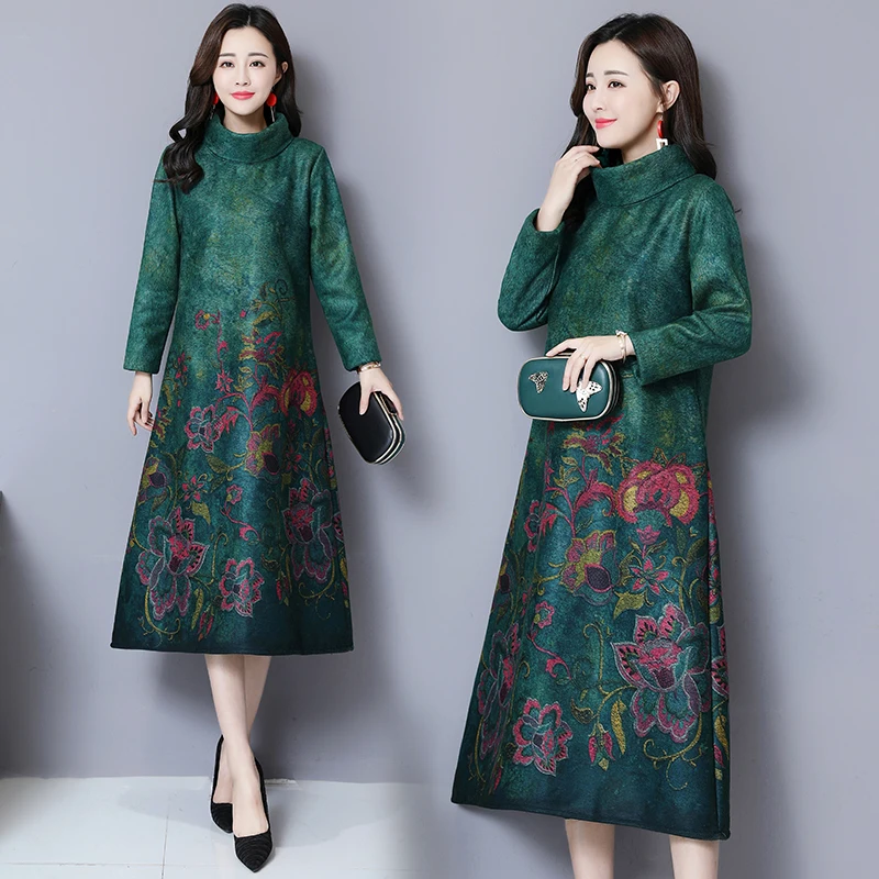2019 новое осенне-зимнее элегантное стильный принт в китайском стиле плюс