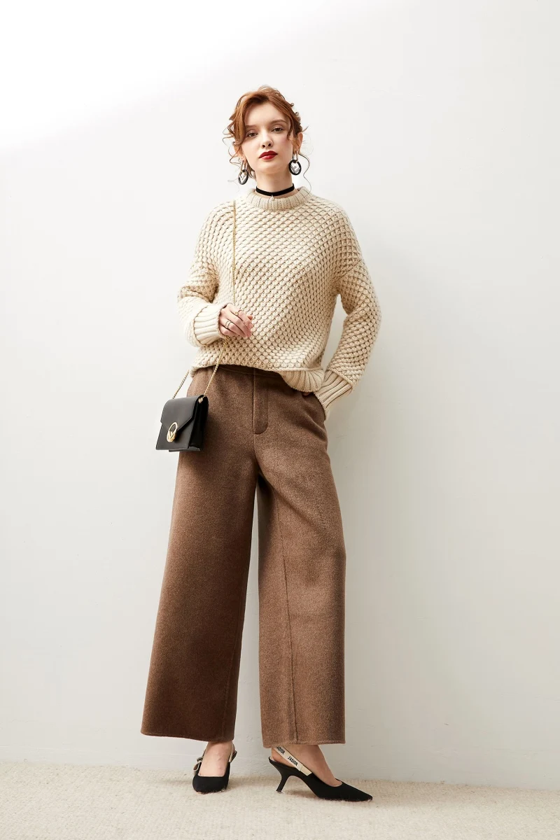 Женский вязаный свитер из 100% кашемира кремового цвета Осень-зима 2019 | Женская