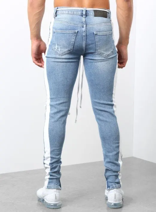 Мужские стильные рваные джинсы мужские узкие брюки прямые потертые джинсовые
