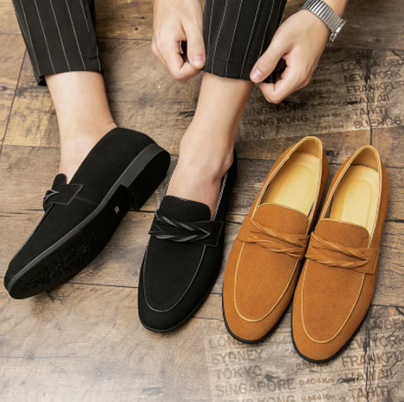 Новые модные стильные мужские классические туфли из искусственной замши, мужские повседневные винтажные классические лоферы, мужские туфл...