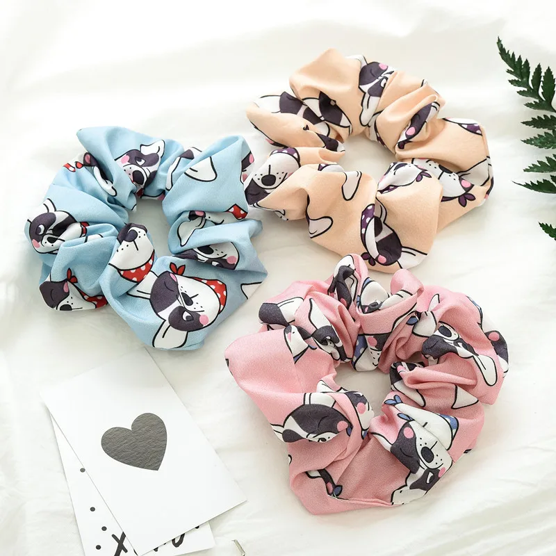 

12PC/lot Spring Summer Cartoon Dog Streamers Hair Ponytail Holder Elastic Hair Bands For Lady Hair wholesale
