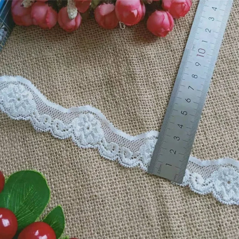 

5Meters/lot Width 3.2CM Stretch white Scalloped lace Trim for ladies underwear decoration