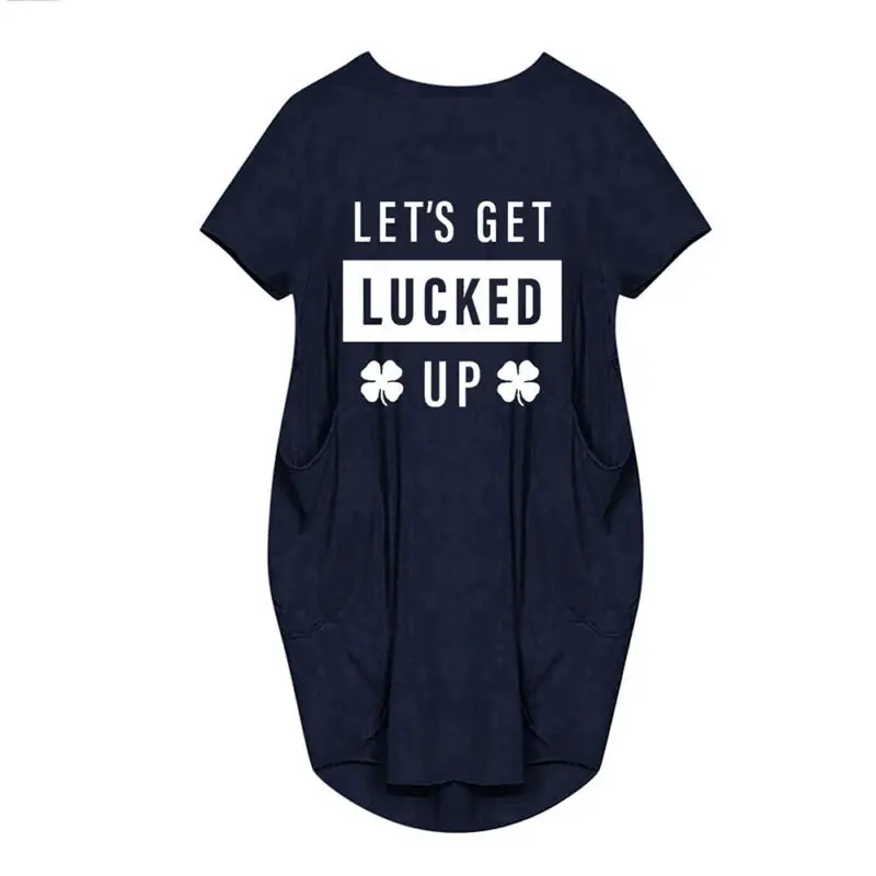 

Plus Size Women Letters Printed Short Sleeve T-Shirt Dress Loose Casual Dresses