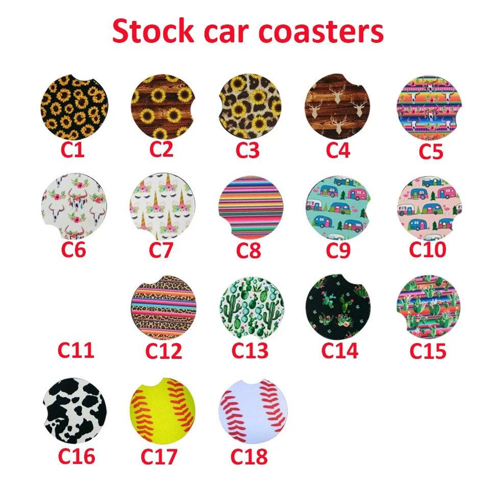 1000 шт./лот 18 стилей неопреновый коврик для автомобильной чашки контрастные