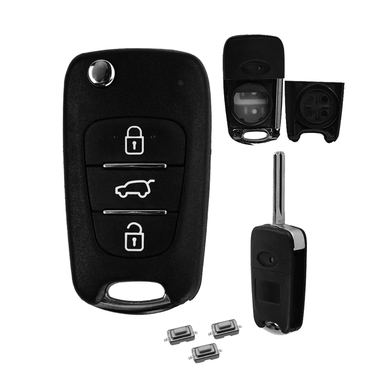 Upgraded OkeyTech для Kia Rio 3 Sportage K2 K3 K5 Seat Cerato Чехлы Чехол Флип Заготовка ключа замка зажигания автомобиля Замена ключей для hyundai I30 2010 - Количество кнопок: Upgraded