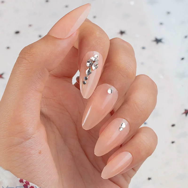 Лидер продаж 24 шт. японские фальшивые ногти в виде капли воды блестящие