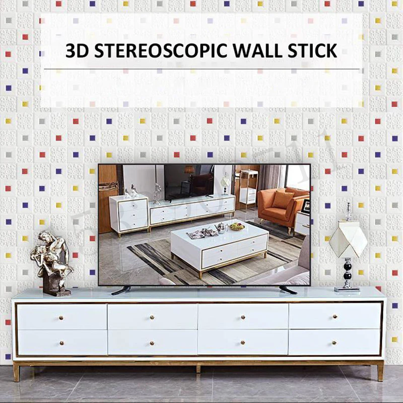 

3D Brick Textured Wall Sticker Wall Panels Decals Self-adhesive Waterproof Foam Wallpaper for TV Sofa Background Art Wall Decor