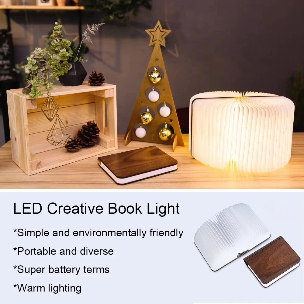 Goede 3D Houten Led Boek Licht Tafellamp Usb Oplaadbare Usb Leds Booklight Magnetische 3-5color Opvouwbare Night Boeken Bureaulamp