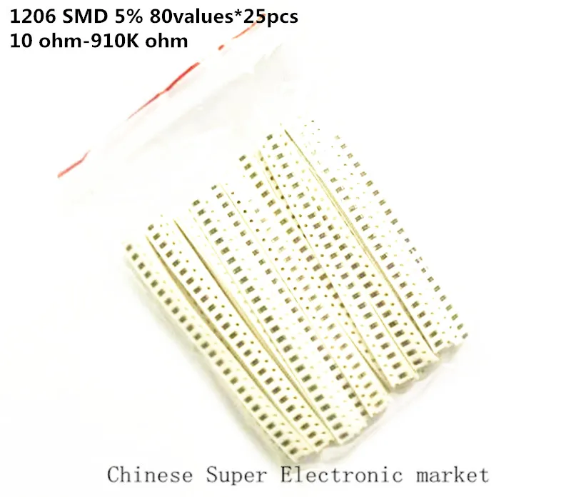 2000 шт. набор резисторов 10 Φ ohm 1206 SMD Ассорти 5% 80 значений * 25 10K 470/100/680 Ом|Резисторы| |