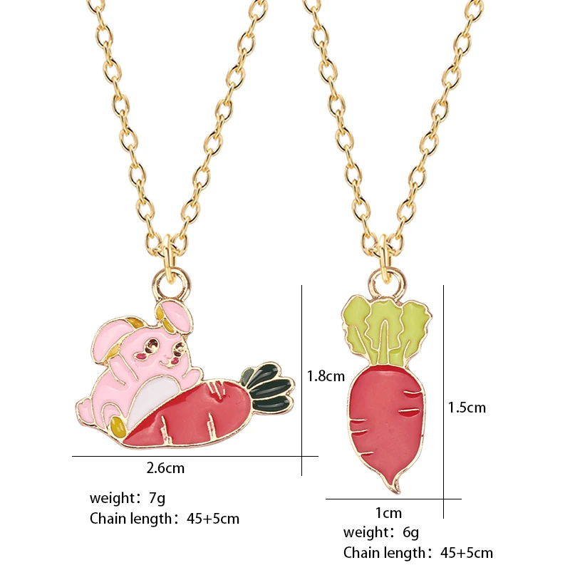 

Cute Cartoon Necklace For Women Girls Rabbit Radish Enamel Lovely Pendant Gold Chain Necklaces Choker Charm Sweet Jewelry Gifts