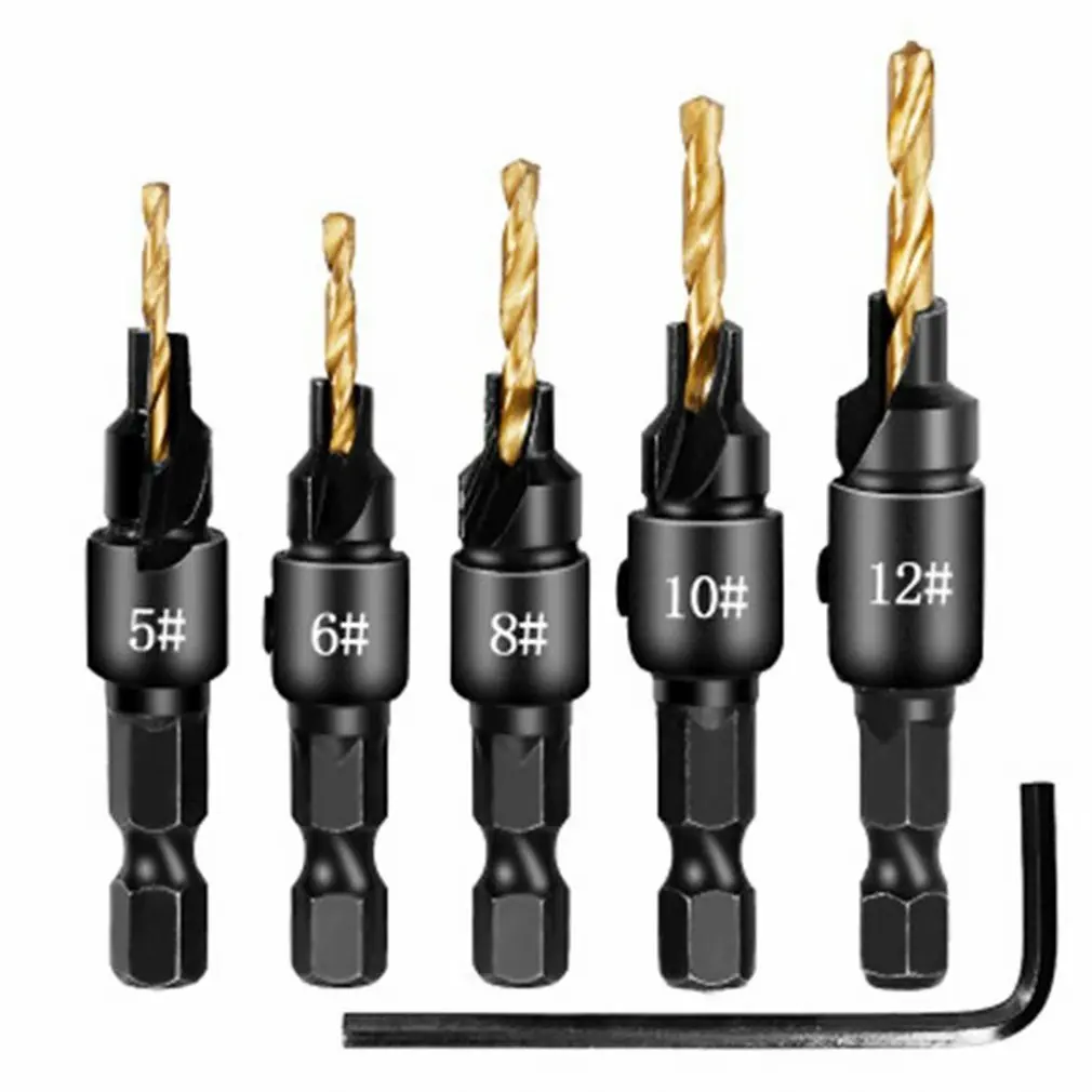 

Twist Drill Portable Countersunk Twist Drill Set 5#-12# Smooth Chip Removal Screw Cap Opener Sharp Tooth Edge