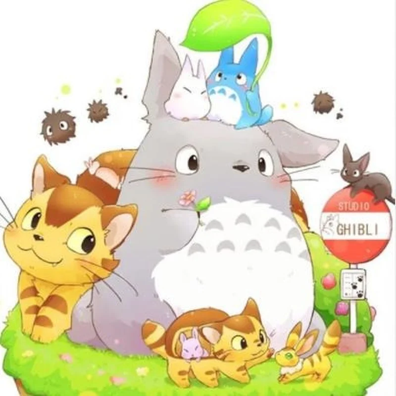 

5D Diy Diamond Painting The Totoro and Friends Full Drill Diamond Embroidery Anime Kid's Room Wall Decor Gift for Family Cartoon