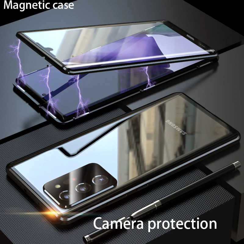 magnetic with screen protector camera protection for samsung galaxy note 20 ultra s21 plus s20 fe phone case cover fundas metal free global shipping