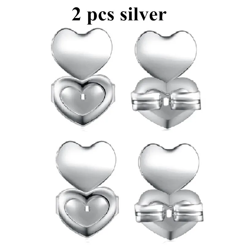 2pcs silver Seanuo Золотые/серебряные серьги-гвоздики с гайкой, гипоаллергенные, подходят для сережек, поддержка для женщин - Окраска металла: 2pcs silver