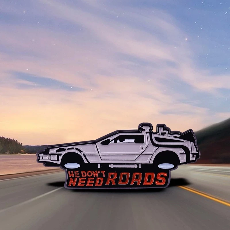 Значок DeLorean внешняя фотография устройство для путешествий эмалированная