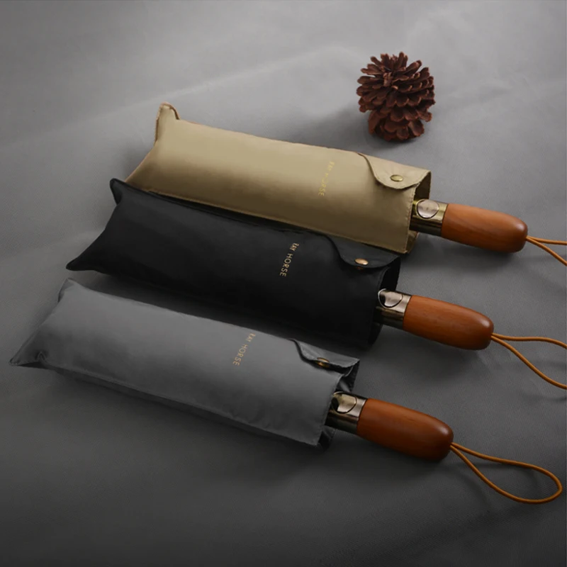 

Business Folding Umbrellas Fully Automatic Luxury Wooden Handle Large High Quality Umbrellas Windproof Parapluie Rain Gear DG50U