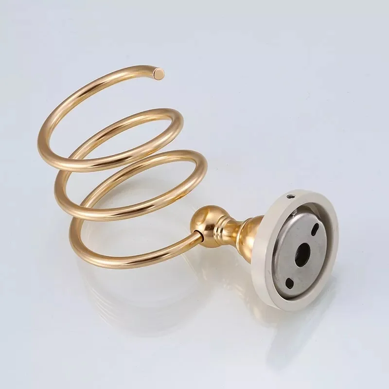 Европейский стиль белый ванная комната Фен держатель твердая латунь Золотая