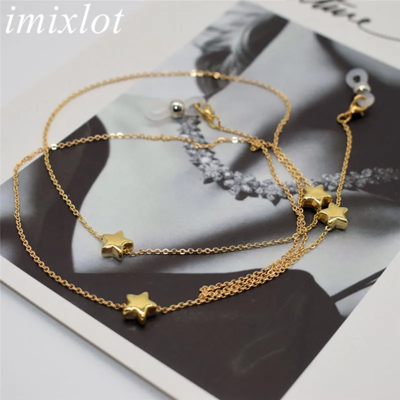 

Imixlot 2019 New Fashion Metal Pentagram Link Chain 75cm Eyeglass Chain for Women Eyewear Cord Holder Neck Strap Rope