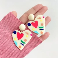 korean lovely acrylic heart earrings for women girls trendy female party jewelry for gifts fashion big hanging drop earrings