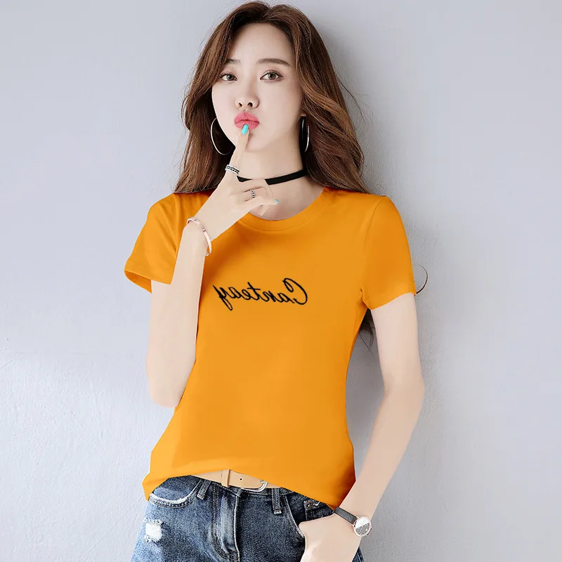 

Fashion Logo Printing T Shirts Women's Short Sleeve Fashion 100% cotton multi Female T-Shirts