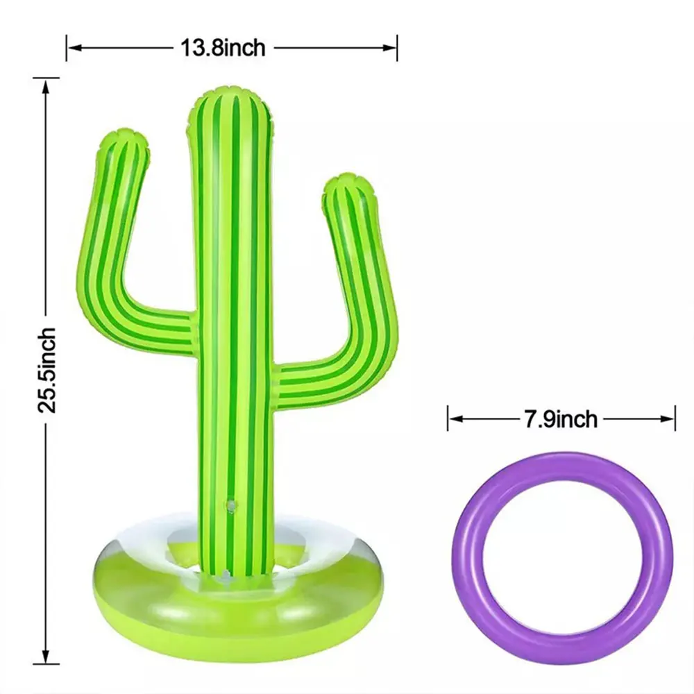 

Summer Inflatable Cactus Swimming Pool Accessories Ring Toss Games Large Pool Float With 4 Ring Parent-child Outdoor Party Game