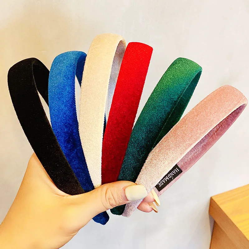 Женская бархатная повязка для волос элегантная цветная винтажная на голову