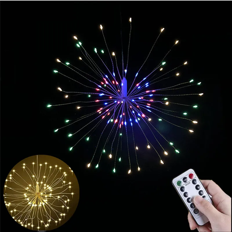 

LED Remote String Twinkle Lights Hanging Starburst Lamp DIY Firework Dandelion Fairy Lights Garland Festival Decor Christmas