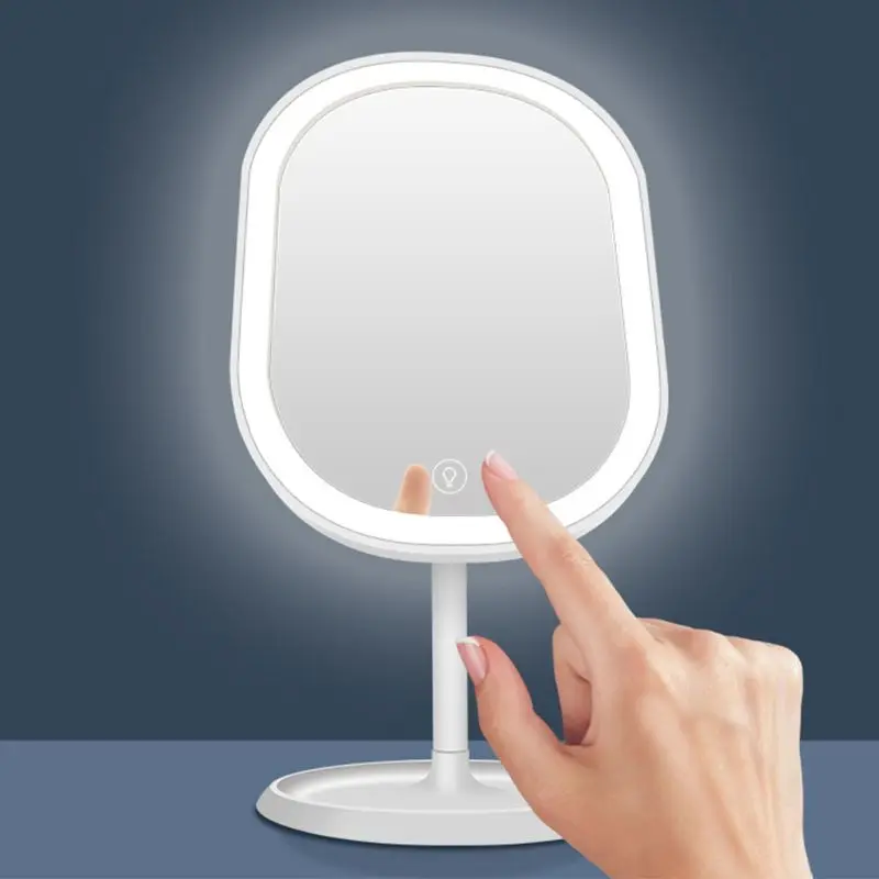 

TY60 LED Lights Desktop Makeup Mirror USB Chargeable 180 Free Degree Rotation Portable Screen Switch Dimmable Tabletop Cosmetic