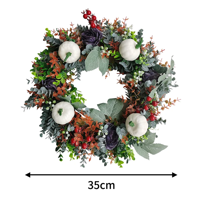 

Colorful Eucalyptus Pumpkins Berry Wreath Christmas Decorations for Door Farmhouse Window Fall Autumn Thanksgiving Ornaments