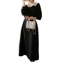 french design new fashion high quality womens little black dress 2022 spring temperament tight waist show thin hot sale dress