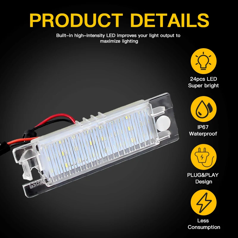 2Pcs LED License Number Lamps Plate Lights for Opel Astra H J Corsa C D Insignia Tigra B Twintop Vectra Zafira OPC | Автомобили и