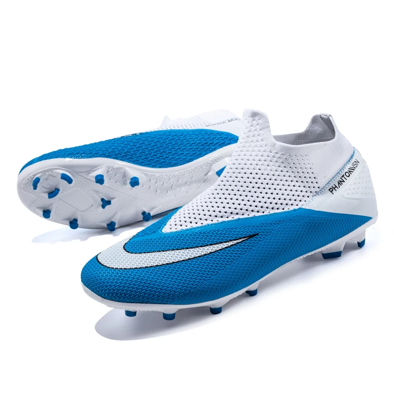 Outdoor Mesh Soccer Cleats Shoes Anti skid Football Boots Training Sneakers Ankle High Top Futsal Sports Shoes Big Size 46-49