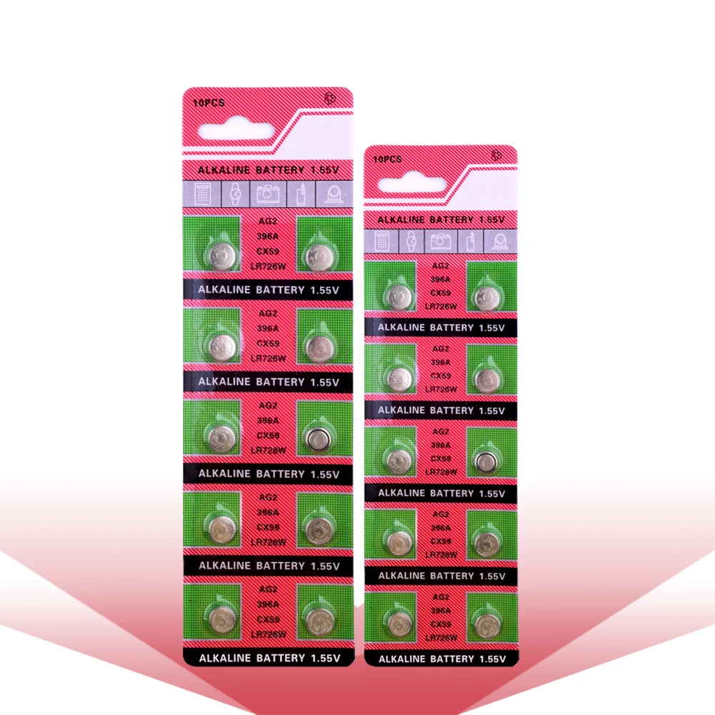 

20x AG2 Alkaline Battery Coin Cell Replacement 196 396 536 556 607 396AAG2 L726 LR726 SR726SW Button For Laser pointers Clocks