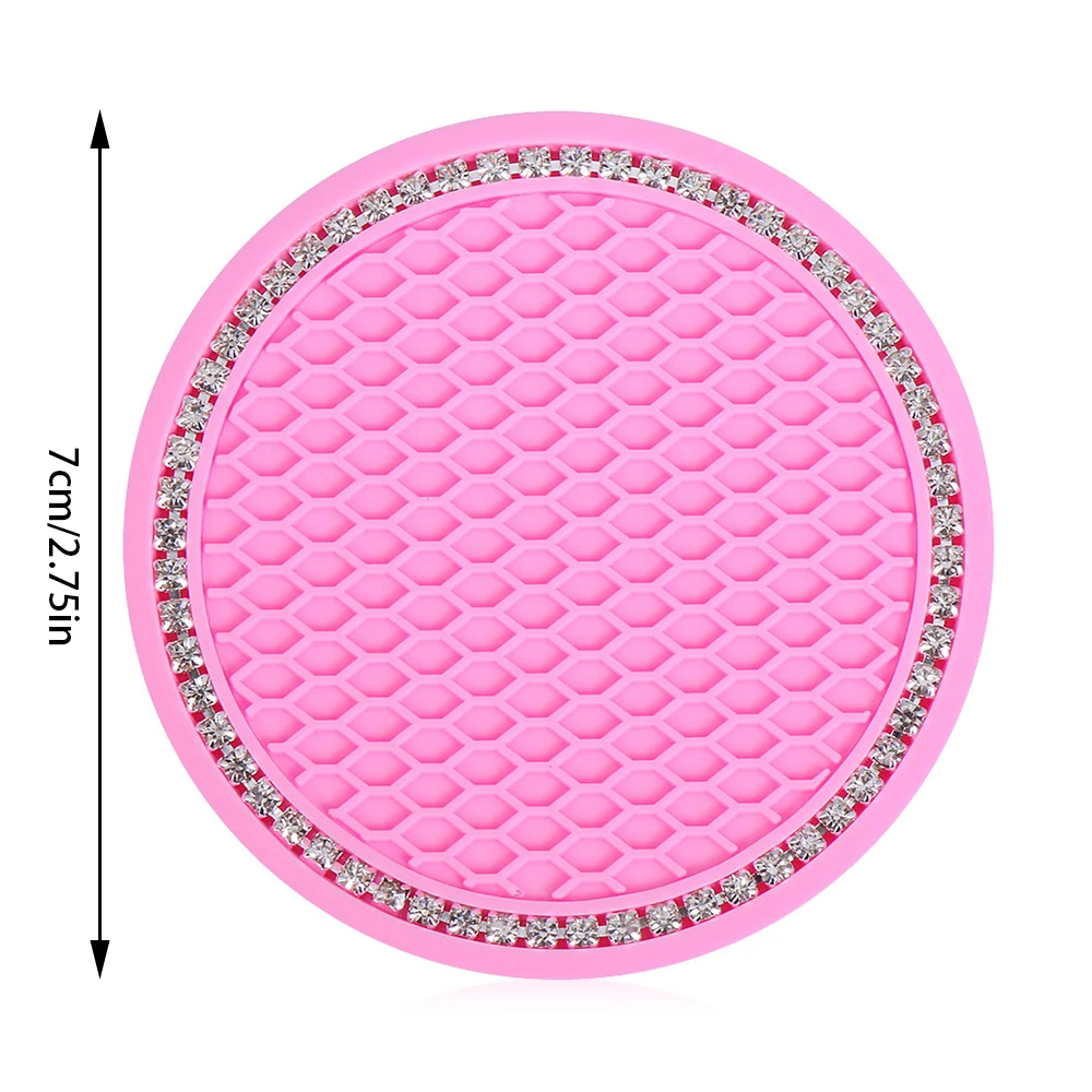

Bling Glitter Acrylic Diamond Car Coaster PVC Travel Auto Cup Mats Insert Coaster Anti Slip Crystal Vehicle Interior Accessories