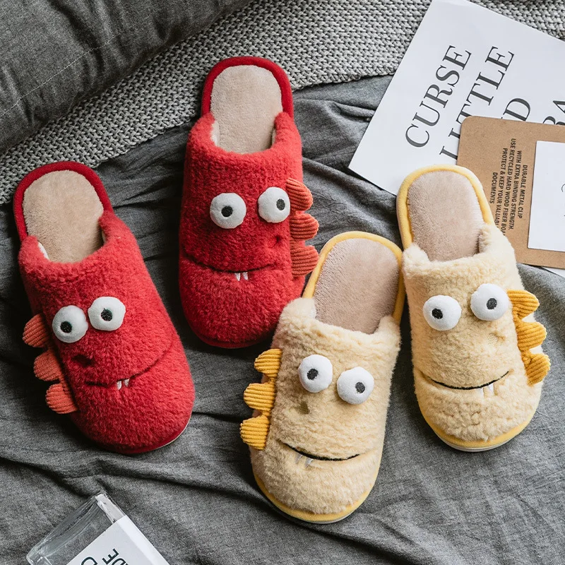 

Men Women Slippers Winter Warm Cartoon Cute Home Flip Flop Shoes Fashion Non-slip Flat Indoor Couple Casual Shoes Large Size