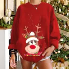 Женский модный Повседневный свитер с рождественским принтом и круглым вырезом, свободный спортивный топ, пуловер, свитшоты с капюшоном в стиле Харадзюку